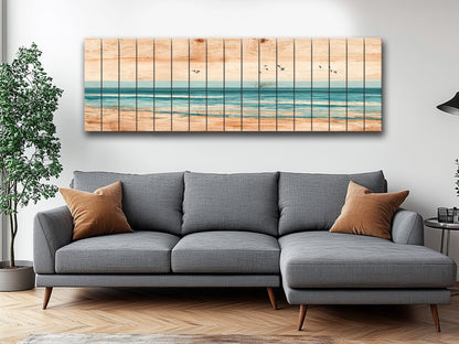 Coastal Wall Art – Pelican Art Print on UV Printed Wood for Beach House Decor