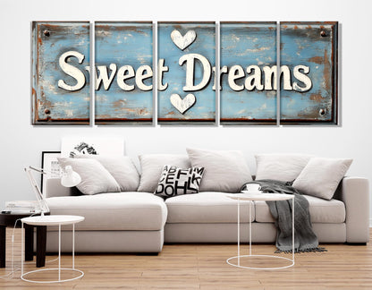 Bedroom Wall Decor, Sweet Dreams Canvas Print, Framed and Ready to Hang