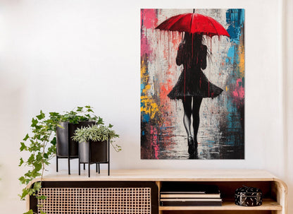 Graffiti Canvas Print - Girl With Umbrella Art, Ready to Hang Cotton Canvas