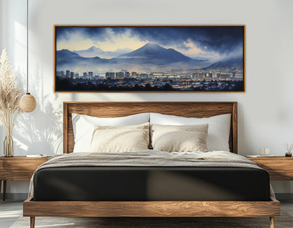 Misty Quito Canvas Print – Abstract Quito Skyline Painting | Framed & Ready to Hang