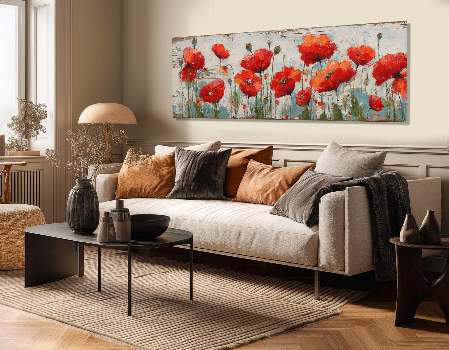 Poppies Canvas Print – Abstract Floral Wall Art | Framed & Ready to Hang