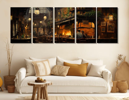 Irish Pub Canvas Print – Vintage Pub Poster on Cotton Gallery Wrapped Canvas Art