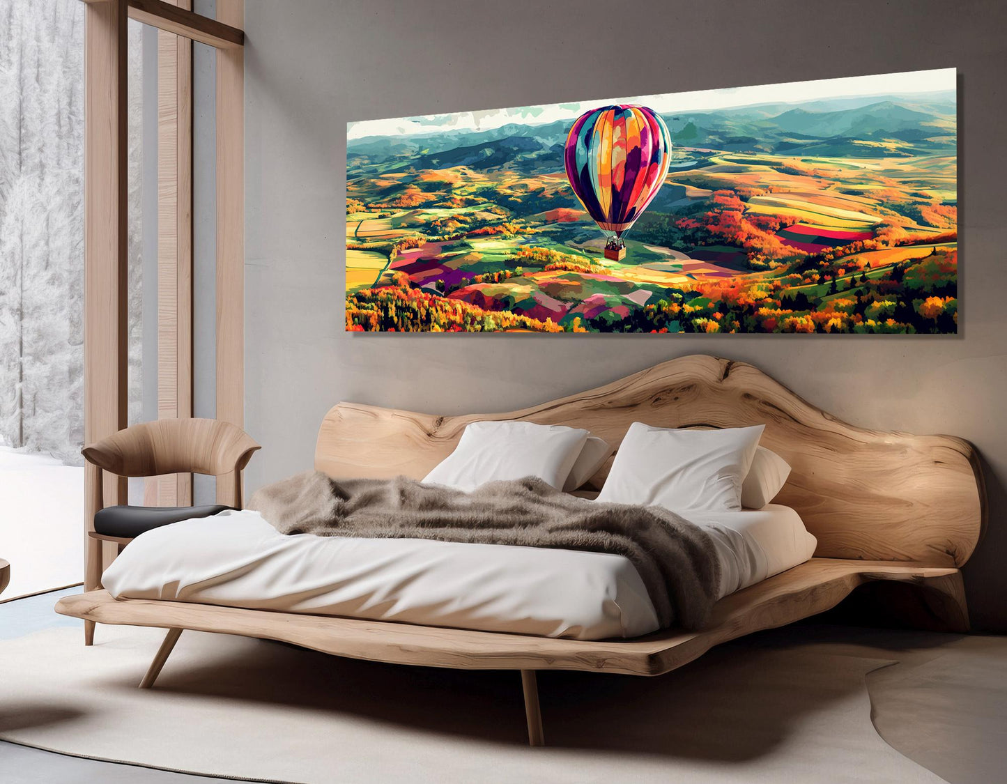 Abstract Hot Air Balloon Panoramic Wall Art - Large Cotton Canvas Print, Ready to Hang