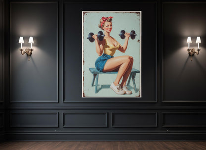 Vintage Fitness Canvas Print – Retro Gym Wall Art with Cotton Canvas