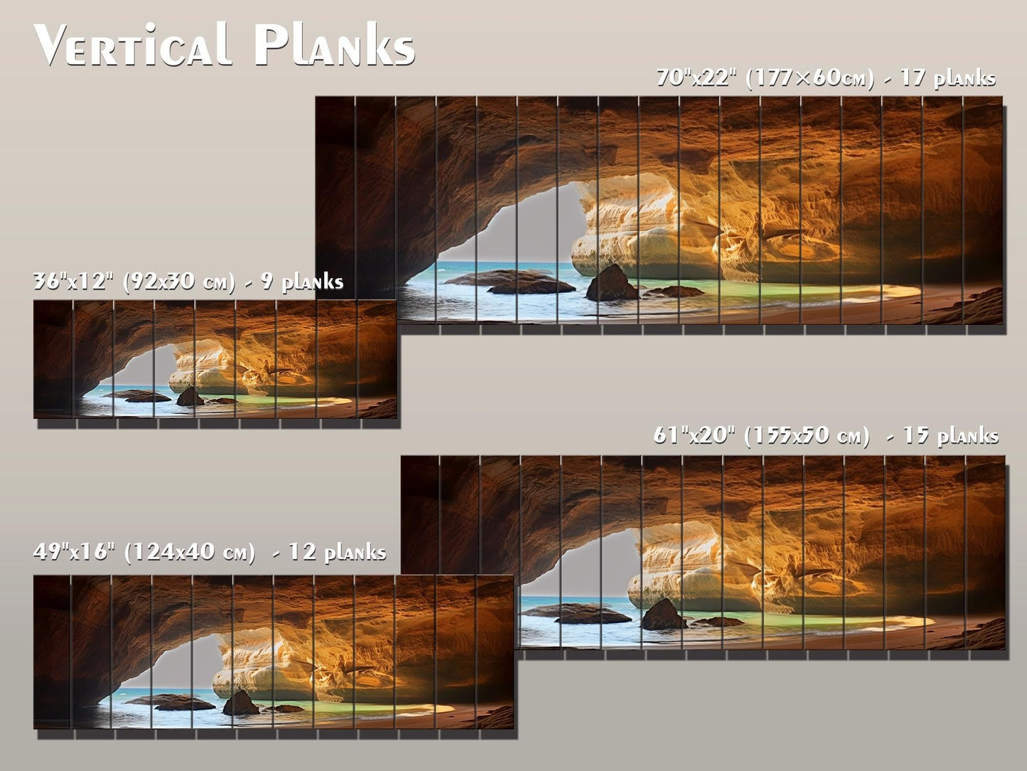 Benagil Cave Wall Art – Natural Wood  Print| Portugal Coastal Scene Print