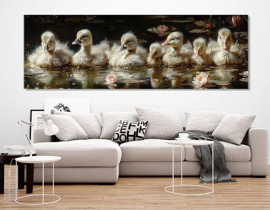 Cygnets Canvas Print - Cute Swans Wall Art | Framed & Ready to Hang Cotton Canvas