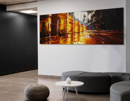 Petrol Factory Canvas Print – Framed Cotton Wall Art | Industrial Oil Production Decor