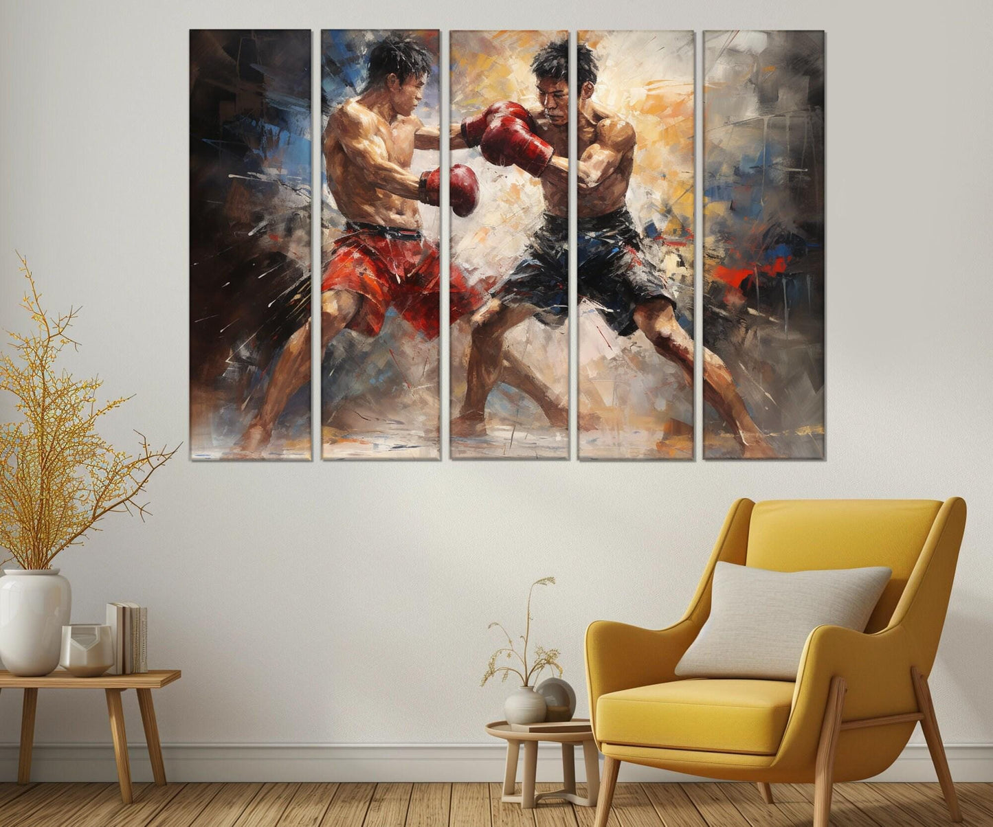 Muay Thai Canvas Art – Framed Cotton Print | Abstract Martial Arts Wall Decor