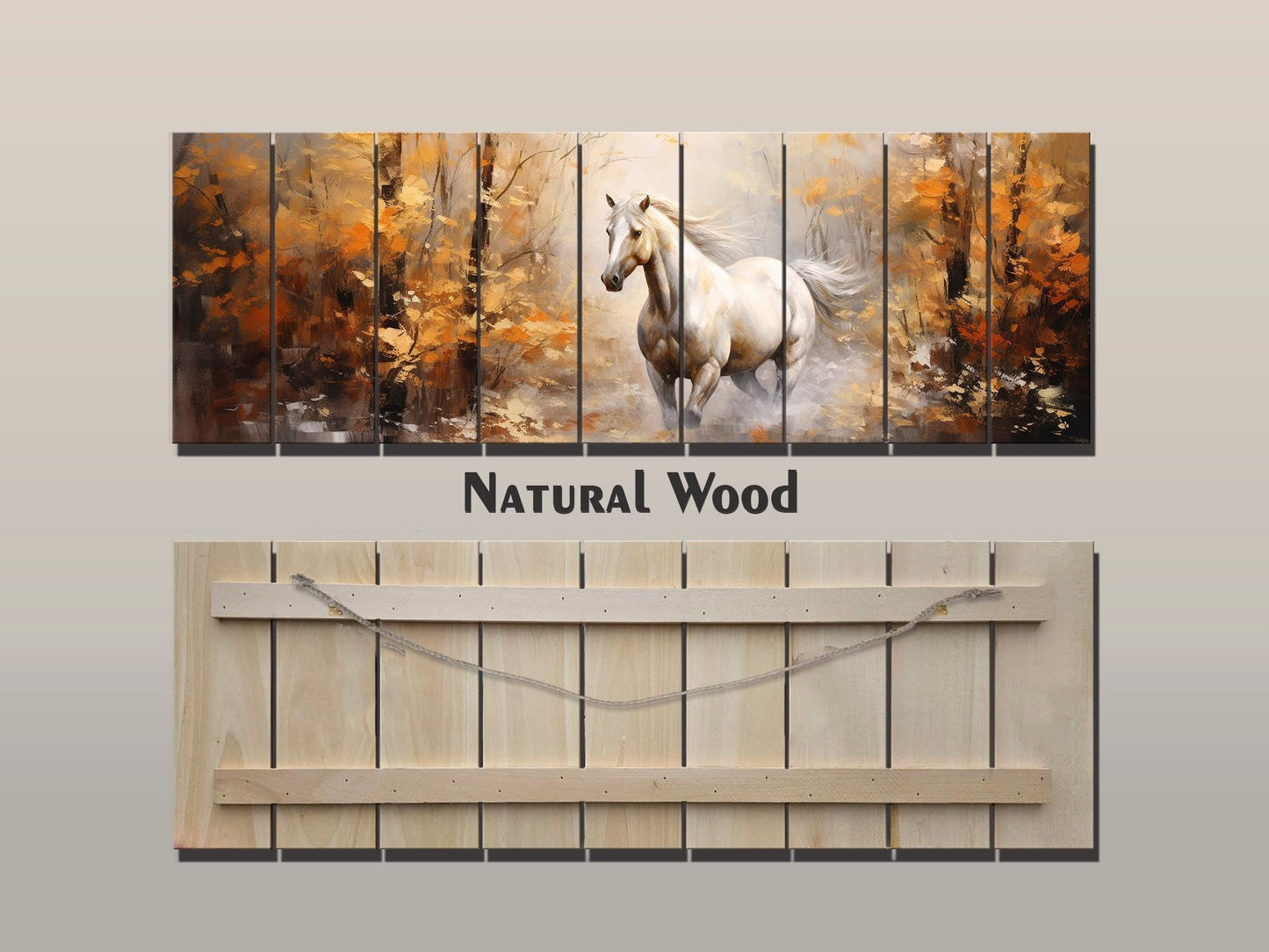Horse Wood Print – Rustic Animal Wall Art on Natural Wood Planks