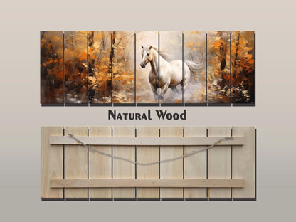 Horse Wood Print – Rustic Animal Wall Art on Natural Wood Planks