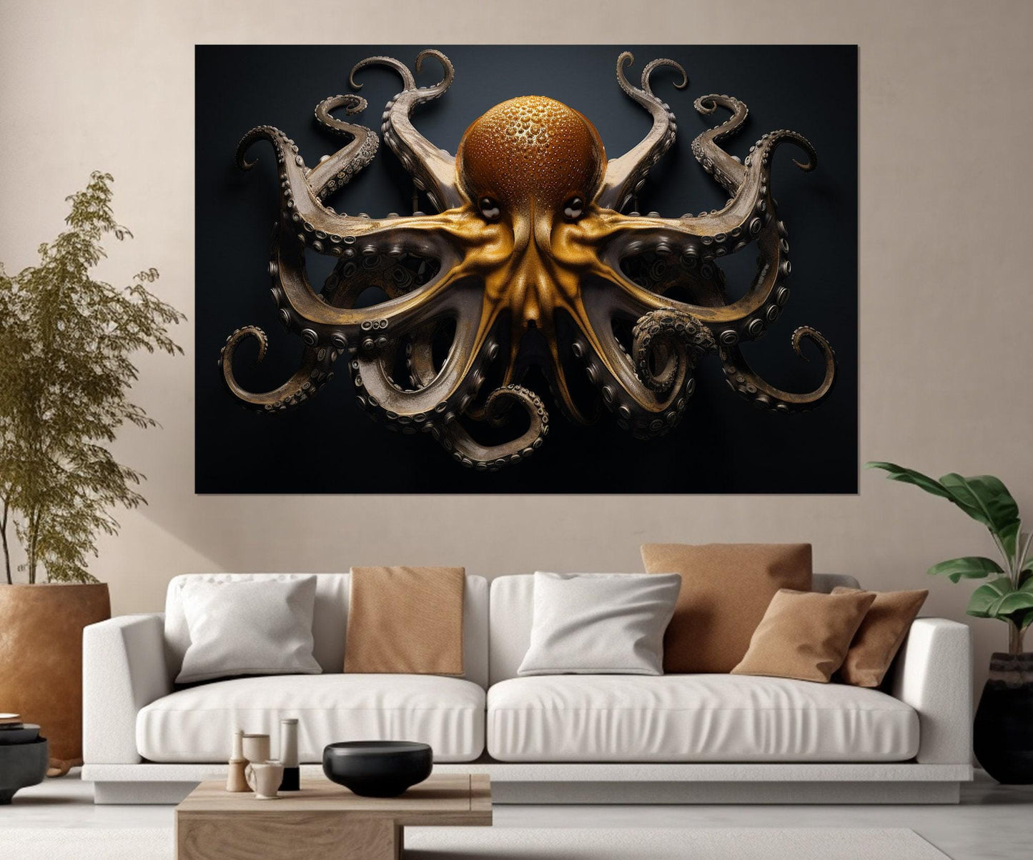 Abstract Octopus Canvas | Large Octopus Painting - Ready to Hang Wall Art