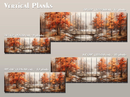 Rustic Autumn Wall Art - Wooden Waterfall Painting On Natural Wood Panel