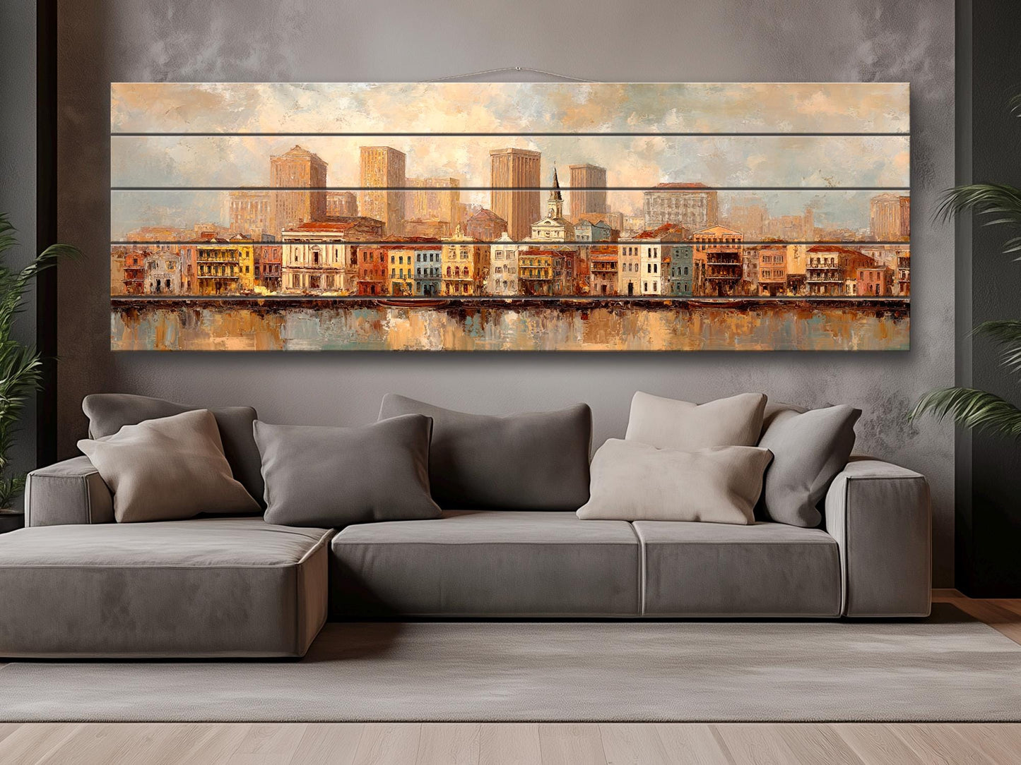 French Quarter Wood Print – New Orleans Rustic Wood Decor Beige Wall Art