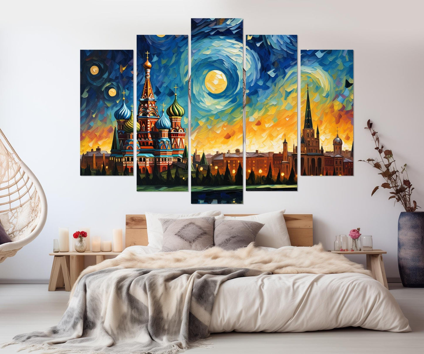 Moscow Canvas Print – Abstract City Skyline Art | Framed Cotton Gallery Wrapped Wall Art