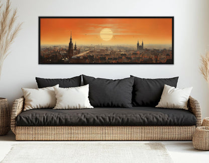 Abstract Brussels Wall Art, Brussels Skyline Canvas Print, Belgium Painting, Framed & Ready to Hang