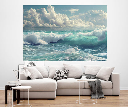 Ocean Canvas Art - Sea Waves Print | Gallery Wrapped Canvas, Ready to Hang