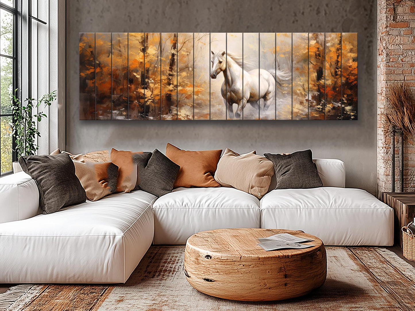 Horse Wood Print – Rustic Animal Wall Art on Natural Wood Planks