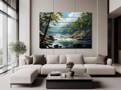 Wisconsin Wood Wall Art - Natural Wood Plank Decor | Wisconsin River Print