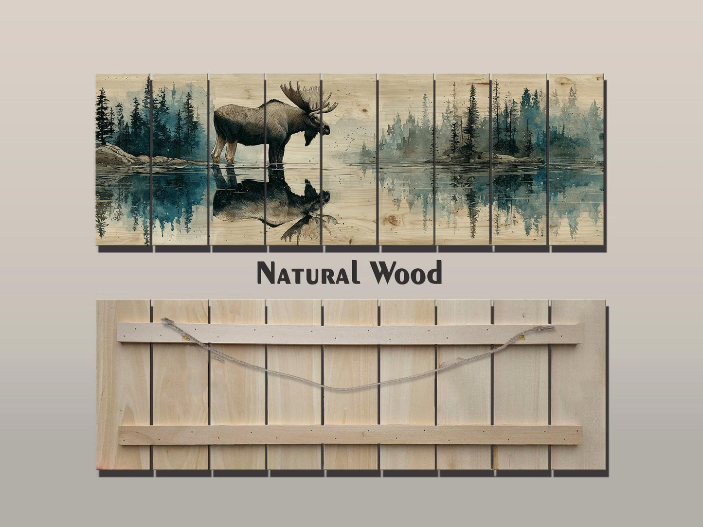 Moose Wood Print - Rustic Hunting Art | Vintage Forest Print on Wood Planks