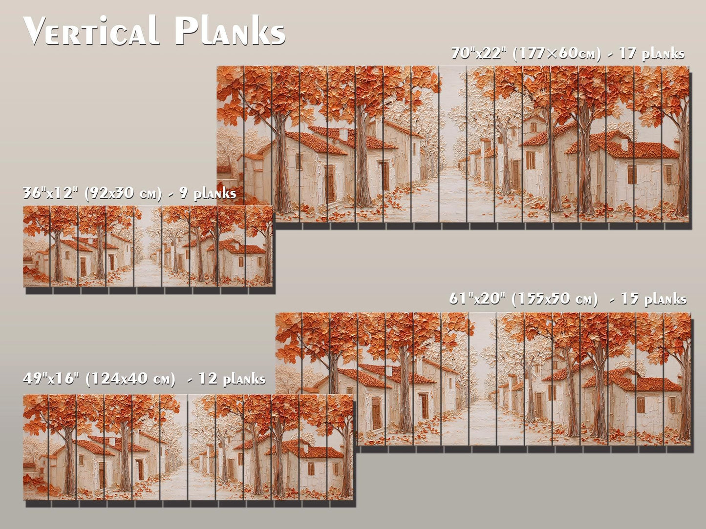 Autumn Lane Wood Art – Rustic Wood Decor With Textured Leaf Relief & Warm Copper Tones