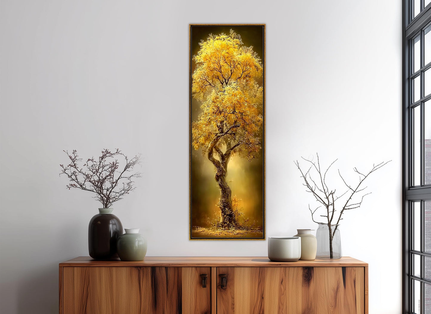 Golden Tree Canvas Print, Golden Tree Art, Modern Rustic Wall Decor, Framed & Ready to Hang