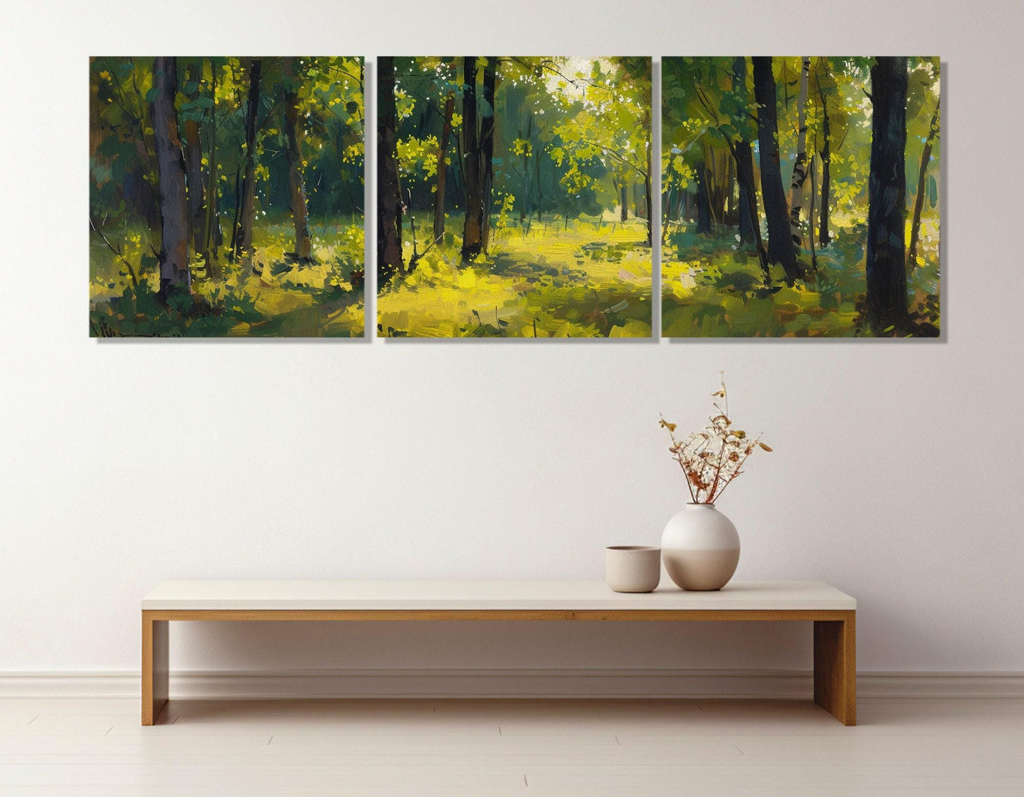 Abstract Forest Painting | Large Canvas Art - Framed Forest Print Ready to Hang