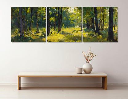 Abstract Forest Painting | Large Canvas Art - Framed Forest Print Ready to Hang