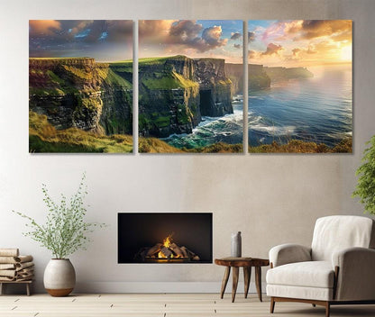 Cliffs Of Moher Canvas Large Cotton Canvas Print - Ready To Hang Panorama Art