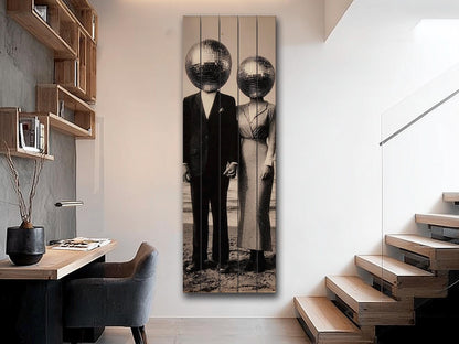 Vintage Wood Print – Black White Art Surreal Photo Print on Wood Planks
