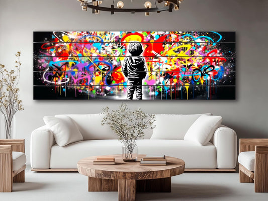 Wood Wall Art - Banksy Style Print on Wood | Urban Street Art Graffiti Decor