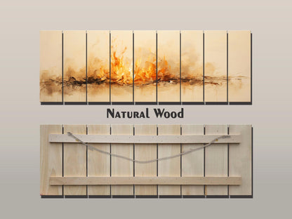 Fire Print Wood Art – Rustic Wall Decor on Natural Wood Plank Artwork