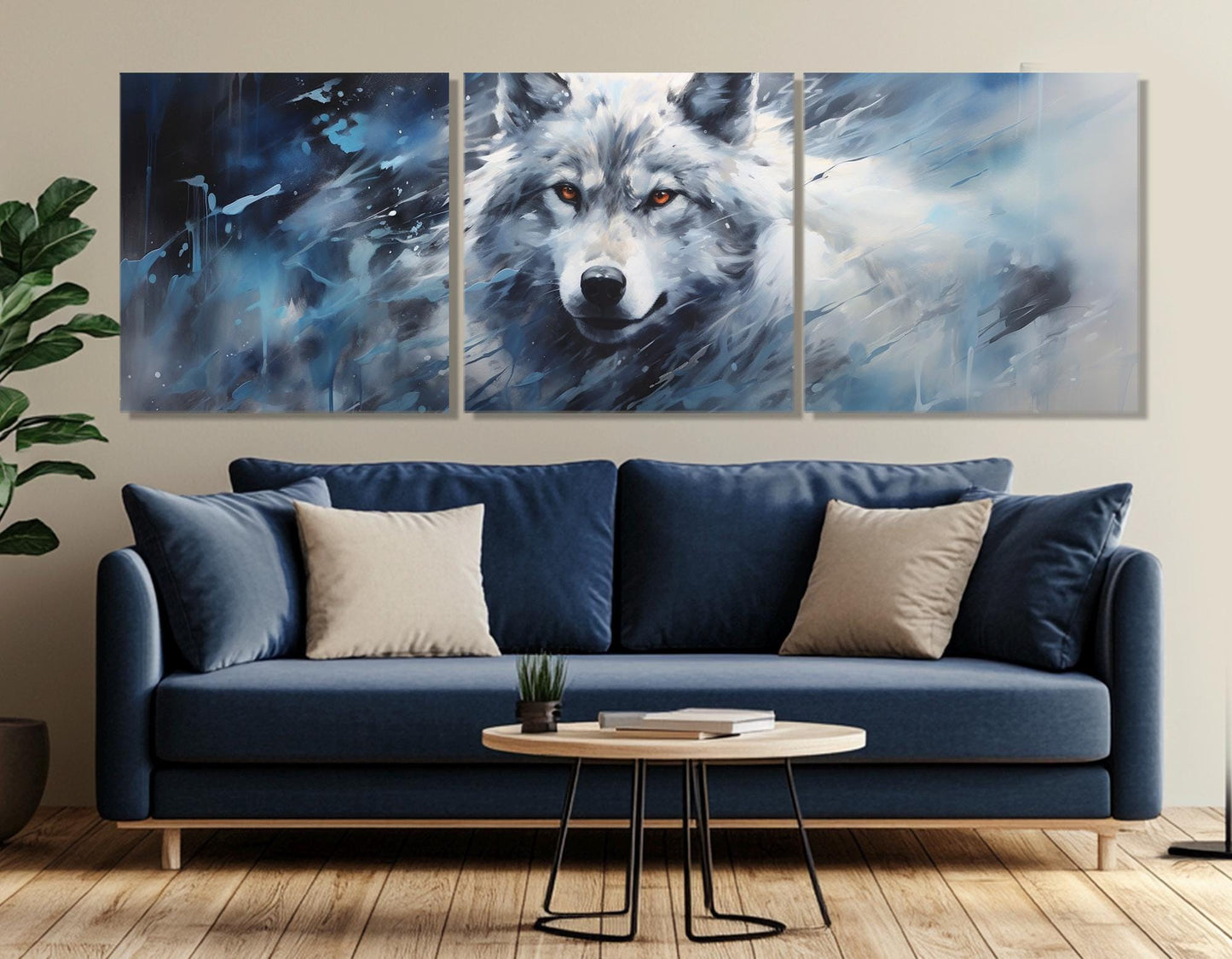 Majestic Wolf Canvas Print – Large Framed Wolf Artwork | Soft Tones Poster
