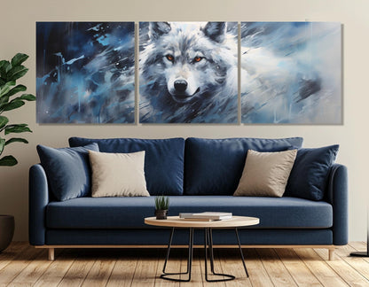 Majestic Wolf Canvas Print – Large Framed Wolf Artwork | Soft Tones Poster