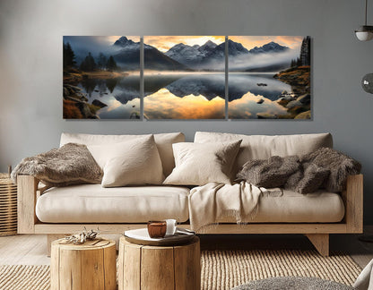 Sunrise over Alpine Lake Canvas Print, Alps Wall Art, Framed & Ready to Hang
