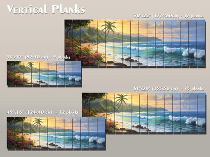Beach Wood Wall Art – Tropical Beach Painting on Rustic Wood for Coastal Decor