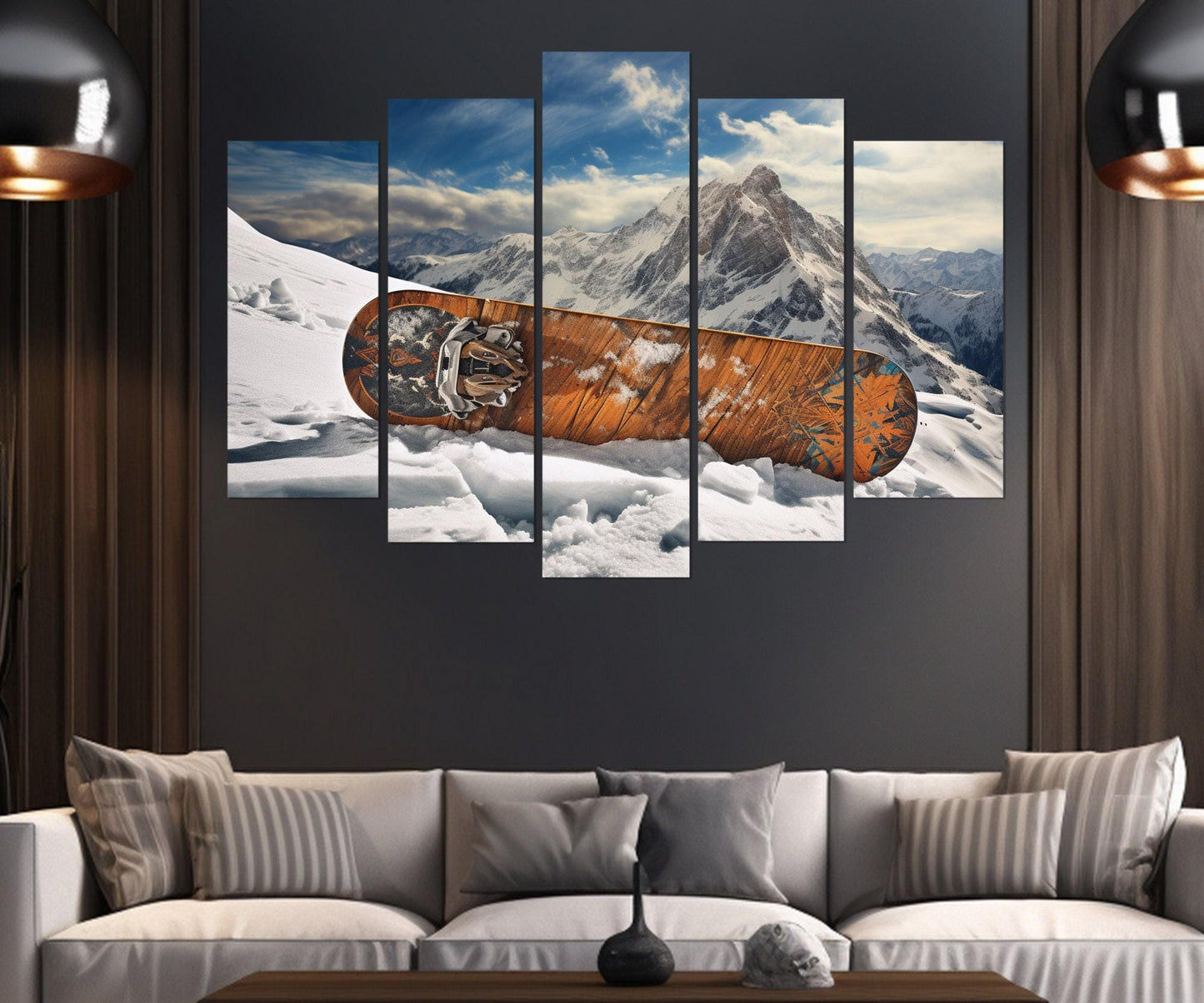 Snowboard Canvas Print – Abstract Snowboarding Wall Art | Ready to Hang Framed Canvas