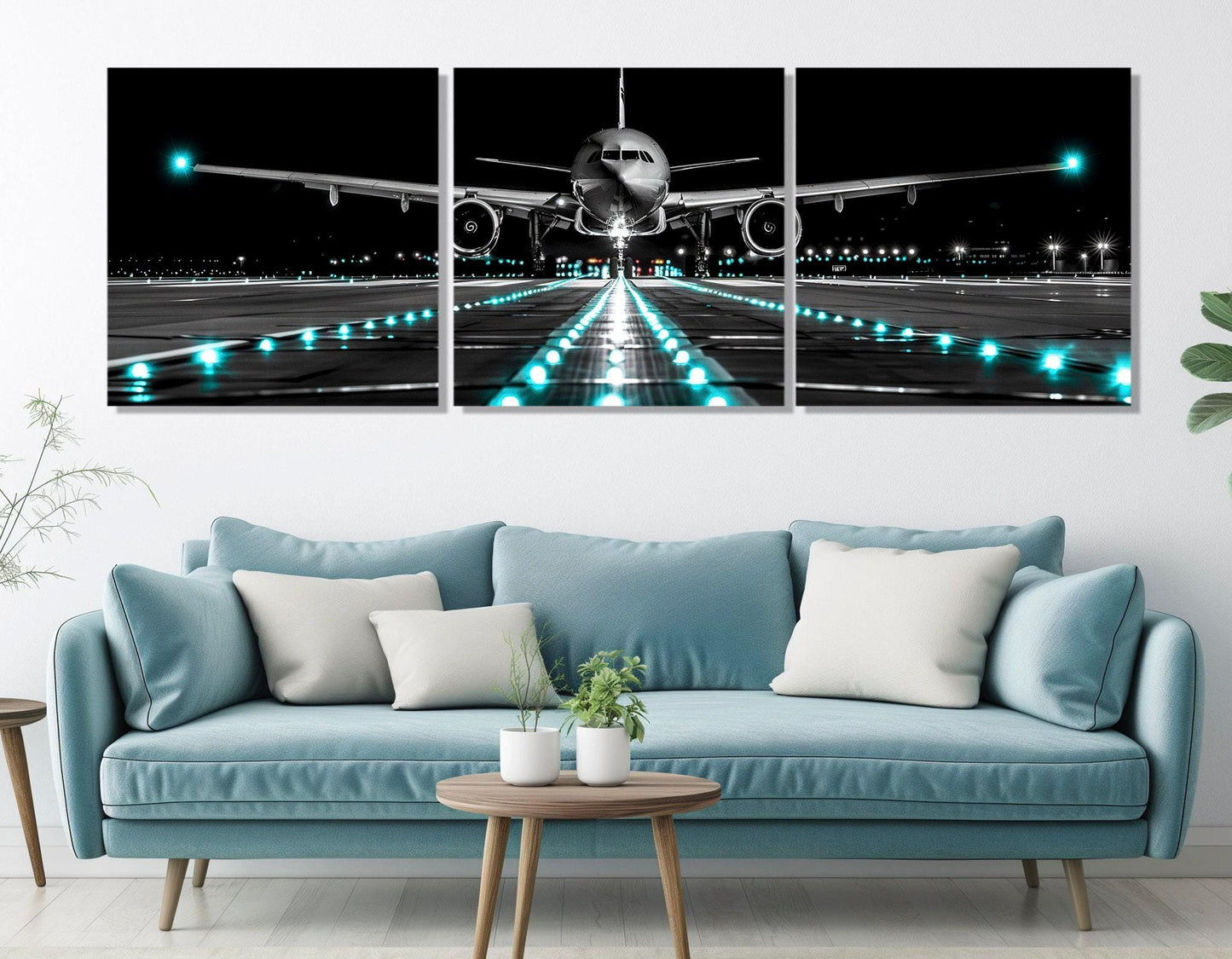 Plane Landing Canvas – Scenic Airplane Print on 100% Cotton | Framed Aviation Art