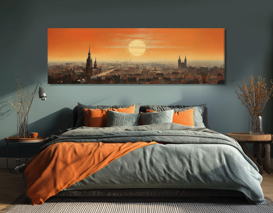 Abstract Brussels Wall Art, Brussels Skyline Canvas Print, Belgium Painting, Framed & Ready to Hang