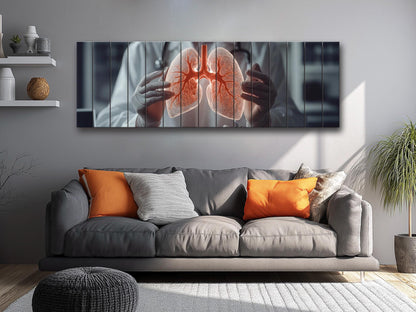 Human Lungs Print On Natural Wood - Pulmonologist Wall Art