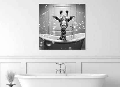 Giraffe Wall Art - Cute Animal Poster On Cotton Canvas Print | Nursery & Bathroom Decor