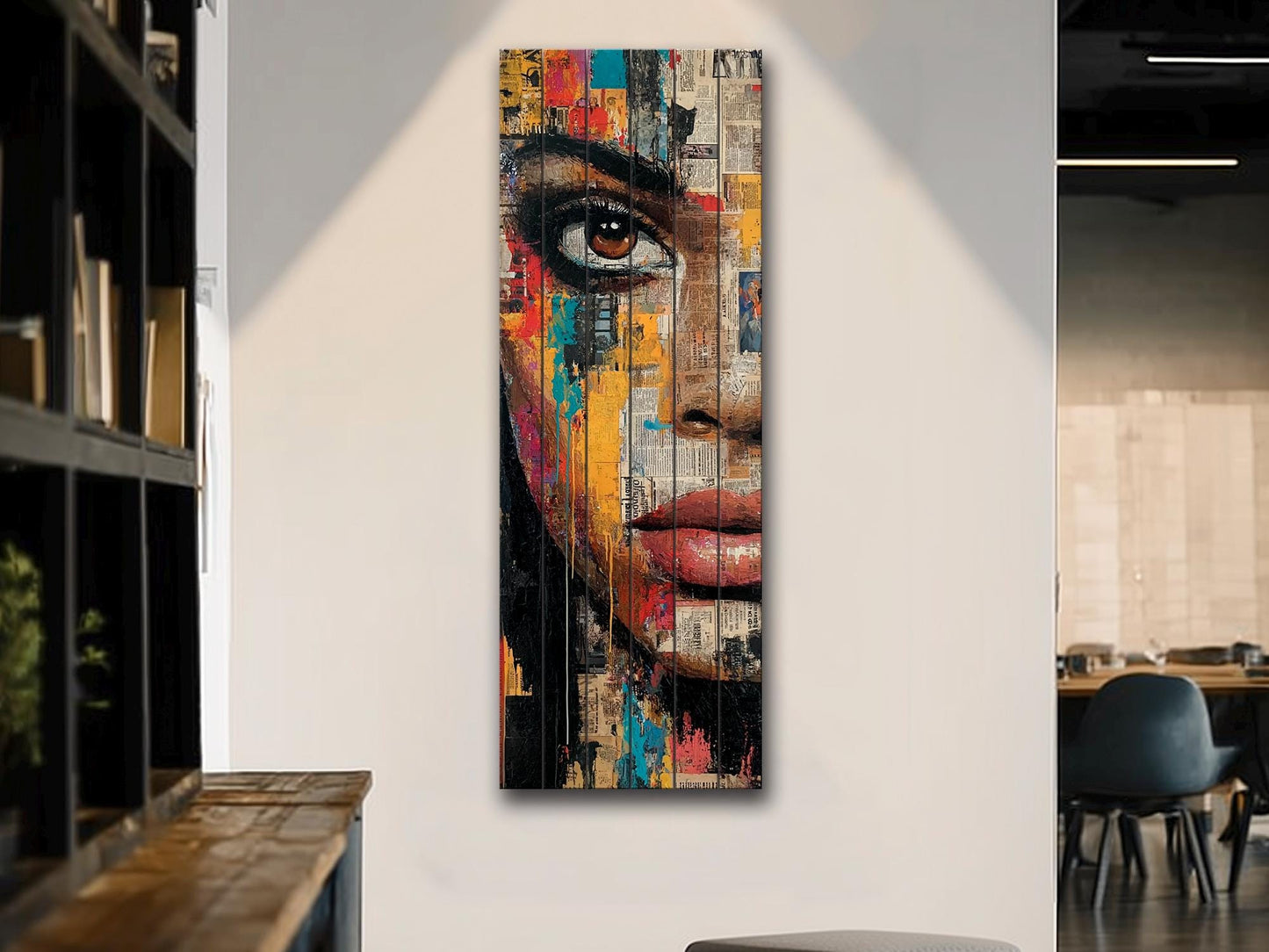 Abstract Expressionism Portrait | Black Woman Wood Wall Art – Mixed Media Print
