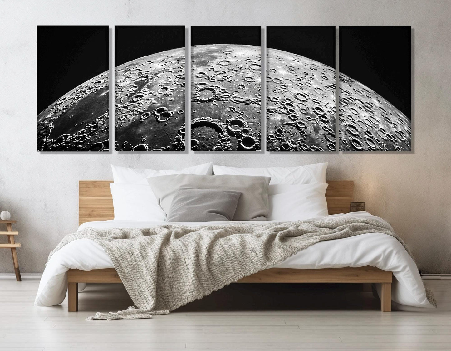 Moon Canvas Print – Large Black and White Art | Framed Floating Frame, Ready to Hang