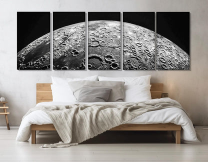 Moon Canvas Print – Large Black and White Art | Framed Floating Frame, Ready to Hang