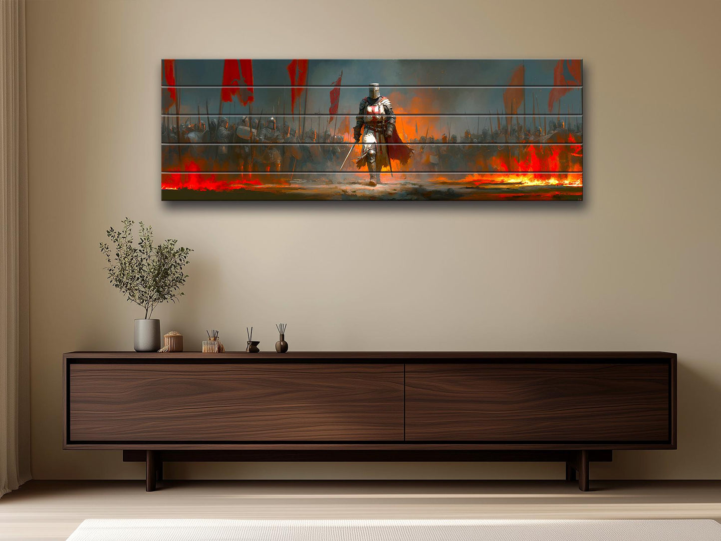 Richard Lionheart Crusader Battle Print on Wood