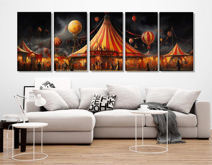 Vintage Circus Painting – Retro Circus Poster | Abstract Wall Art Canvas Print, Ready to Hang