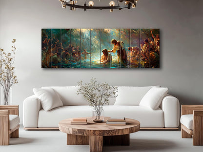 Baptism of Jesus Painting - Wood Wall Art | Jesus Baptism Print on Wood