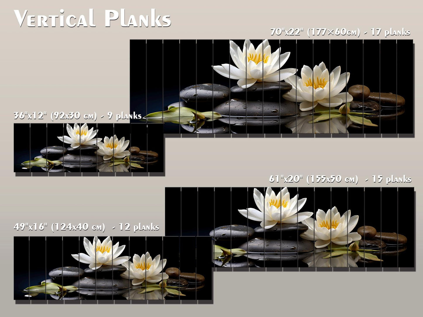 White Lily Wall Art – Natural Wood Print | Zen Spa Decor with Unique Wood Grain