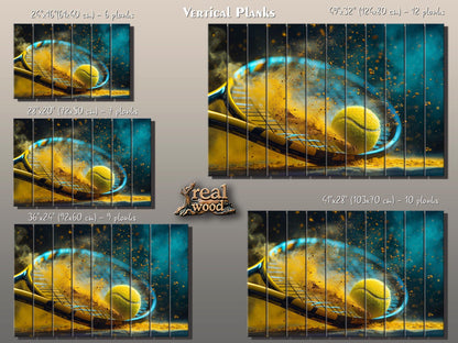 Tennis Wall Art – Abstract Wood Wall Decor | Rustic Tennis Poster Gift
