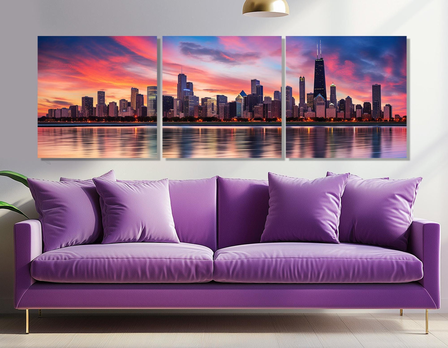 Chicago Canvas Print – Multi Panel Canvas Set | Abstract Cityscape Wall Art