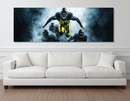 Abstract Football Wall Art, American Football Canvas Print, Framed and Ready to Hang